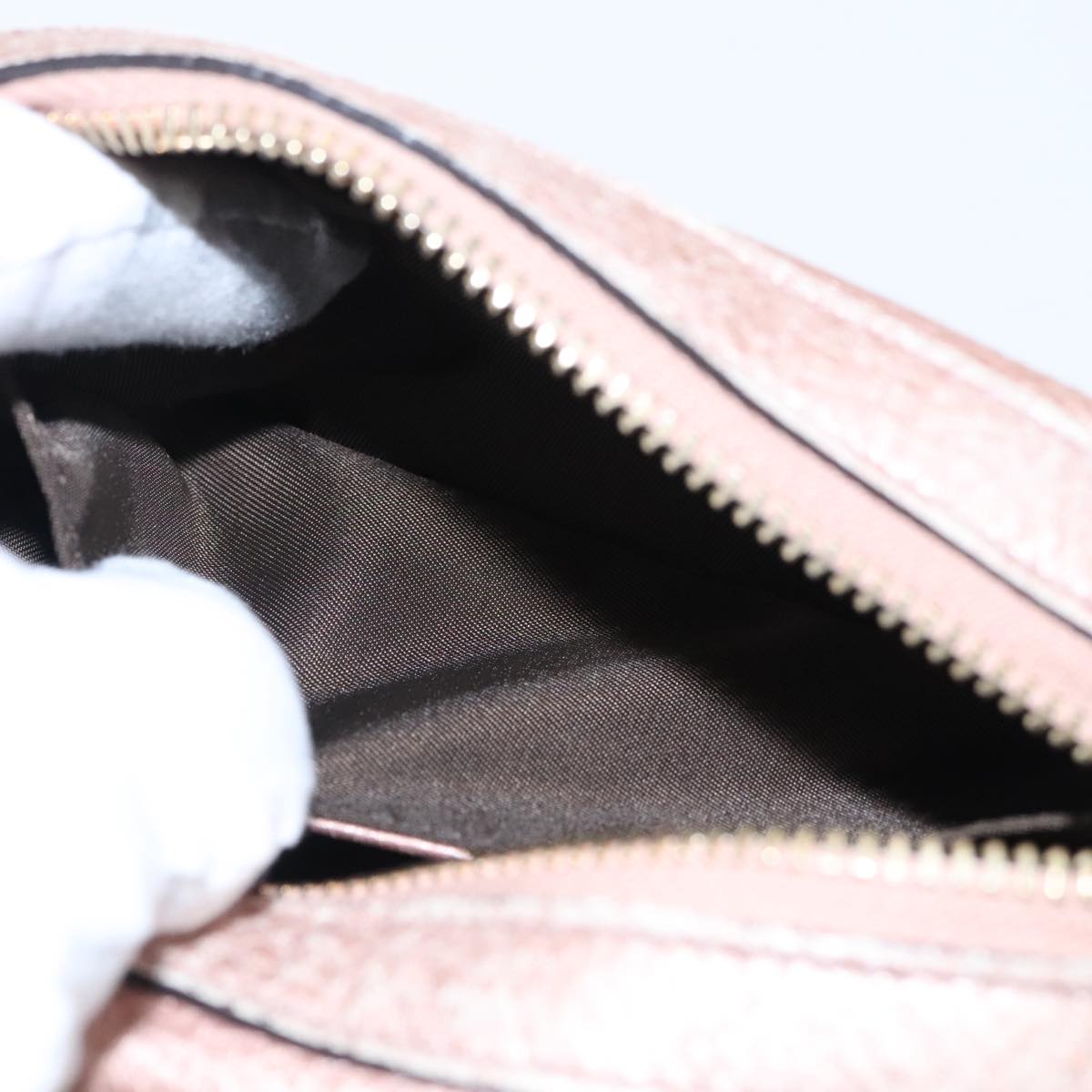 GUCCI Pouch Leather Pink Gold 308634 fm4022