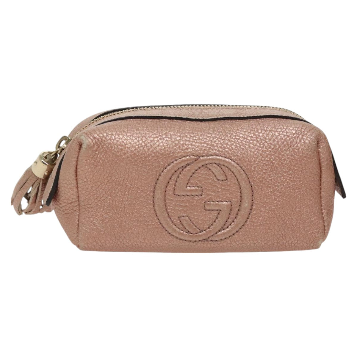 GUCCI Pouch Leather Pink Gold 308634 fm4022