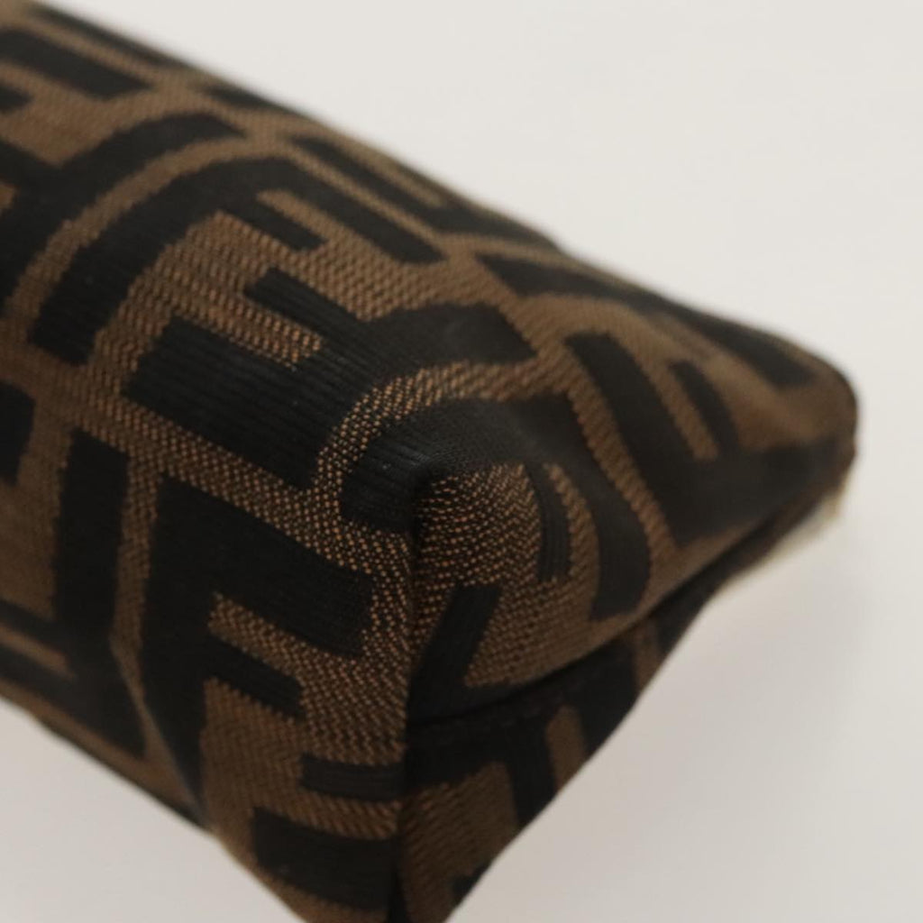 FENDI Zucca Canvas Pouch Brown Black Silver fm4028