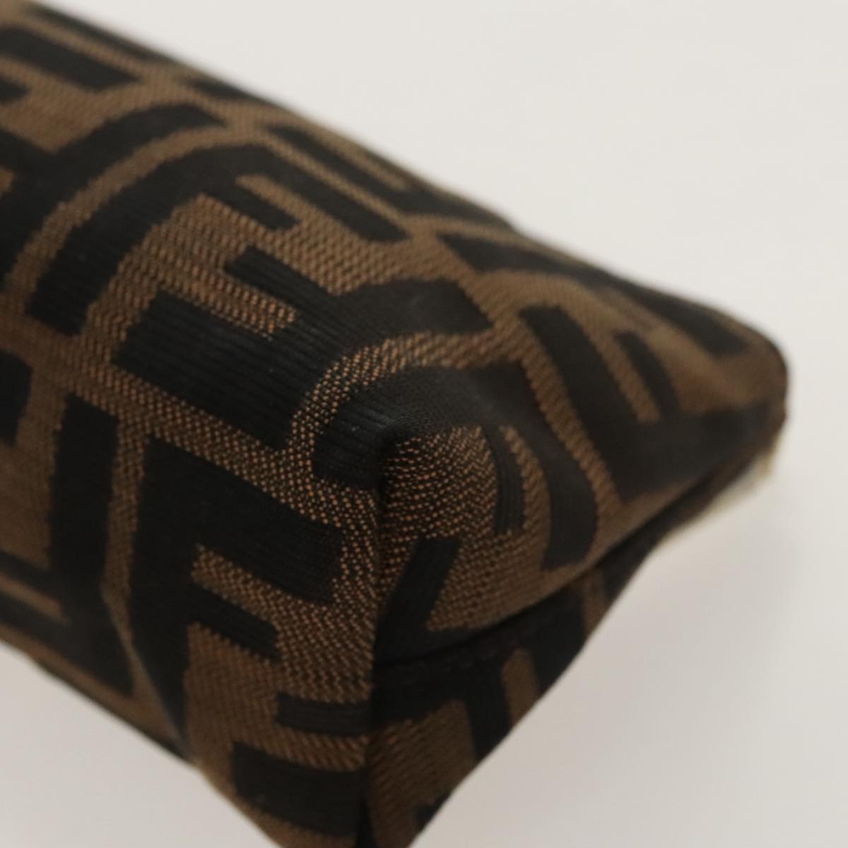 FENDI Zucca Canvas Pouch Brown Black Silver fm4028