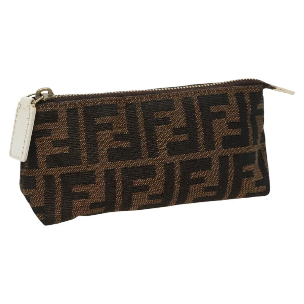 FENDI Zucca Canvas Pouch Brown Black Silver fm4028
