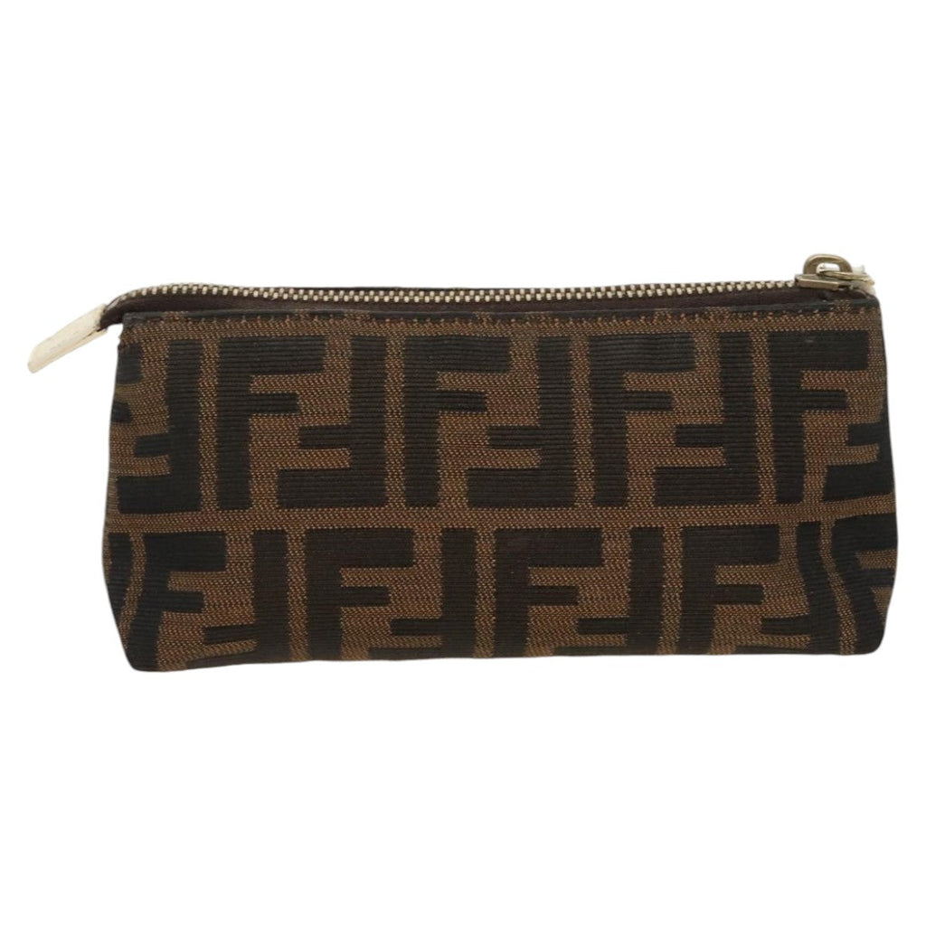 FENDI Zucca Canvas Pouch Brown Black Silver fm4028