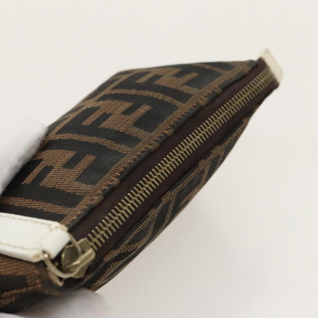 FENDI Zucca Canvas Pouch Brown Black Silver fm4028
