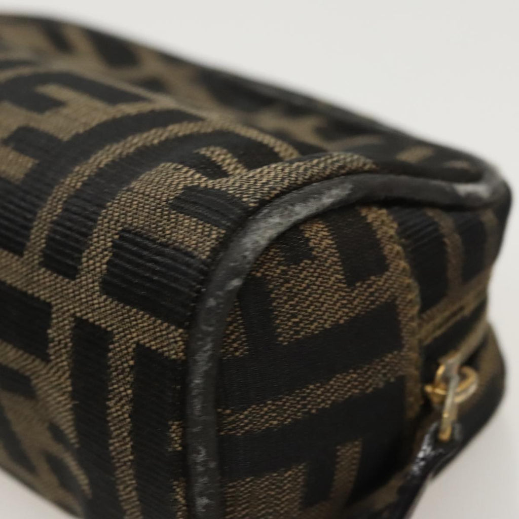 FENDI Zucca Canvas Pouch Brown Black fm4029
