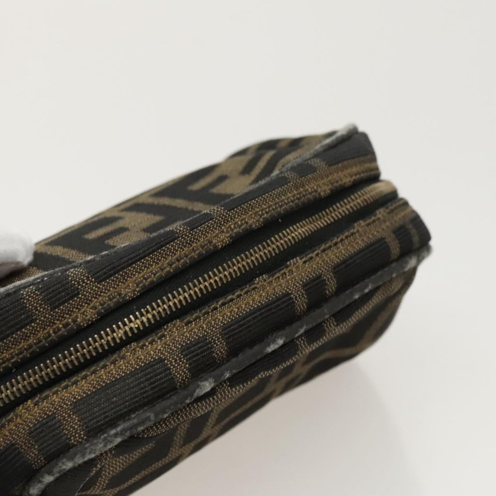 FENDI Zucca Canvas Pouch Brown Black fm4029