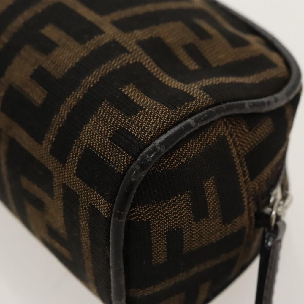 FENDI Zucca Canvas Pouch Brown Black Silver fm4030