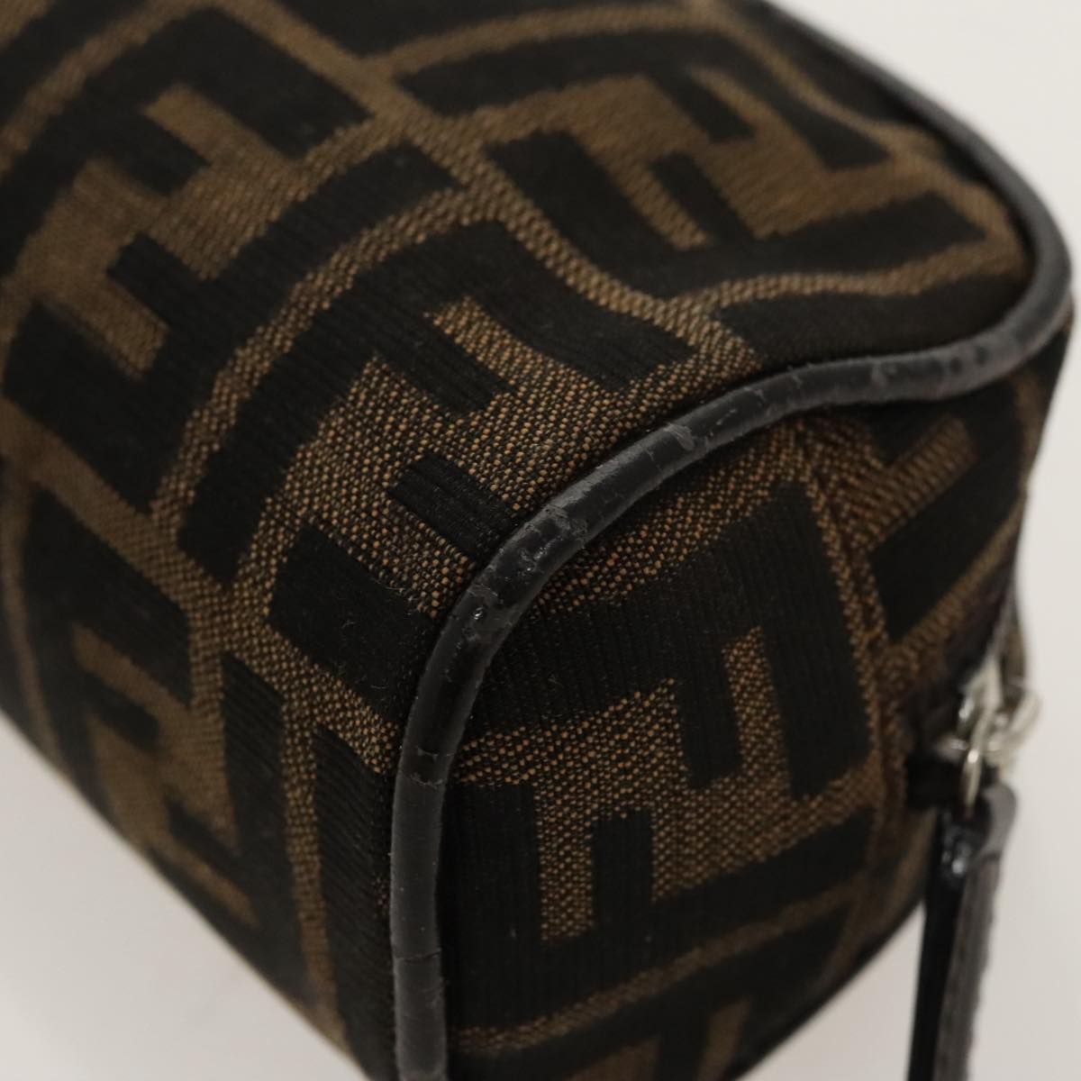 FENDI Zucca Canvas Pouch Brown Black Silver fm4030