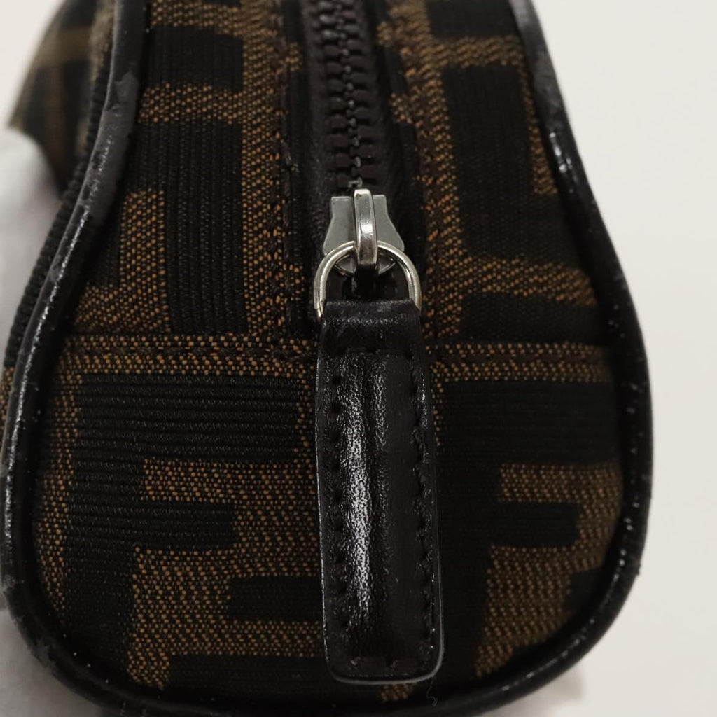 FENDI Zucca Canvas Pouch Brown Black Silver fm4030