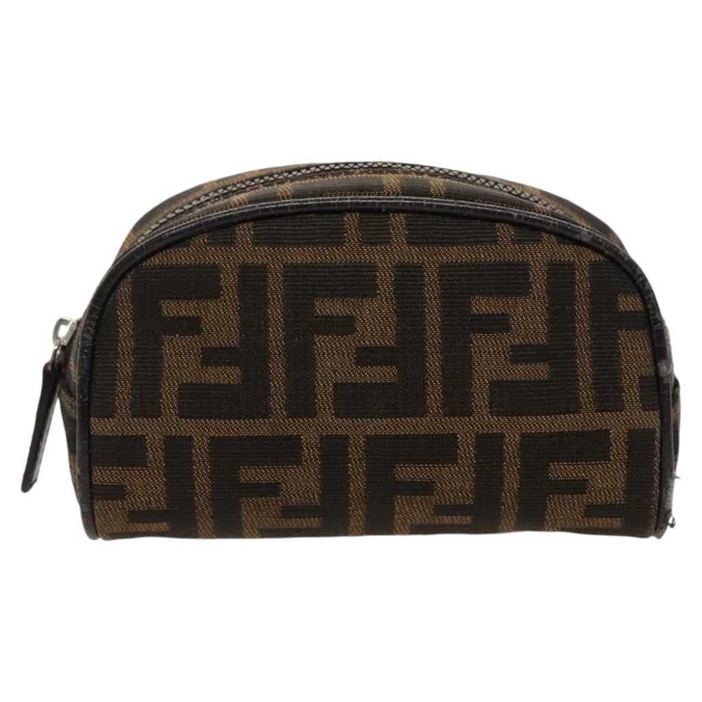FENDI Zucca Canvas Pouch Brown Black Silver fm4030