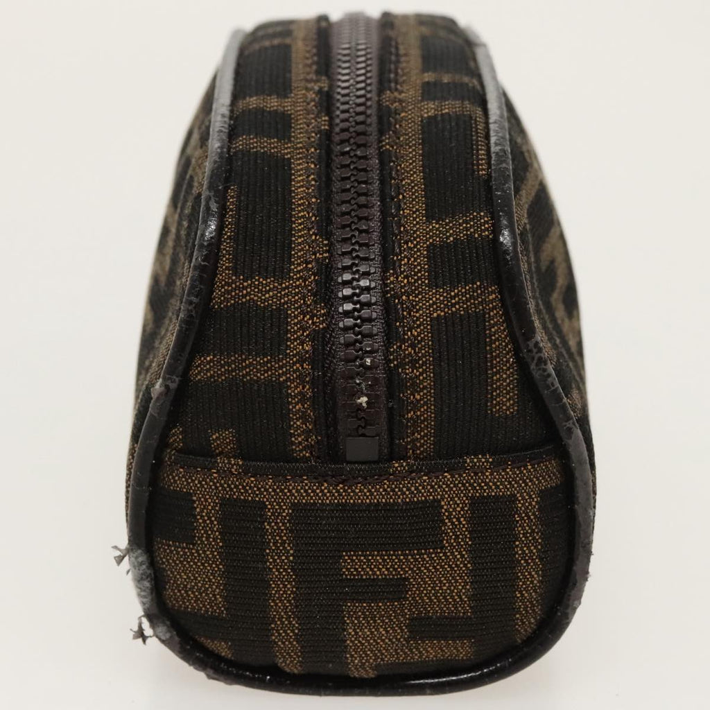 FENDI Zucca Canvas Pouch Brown Black Silver fm4030