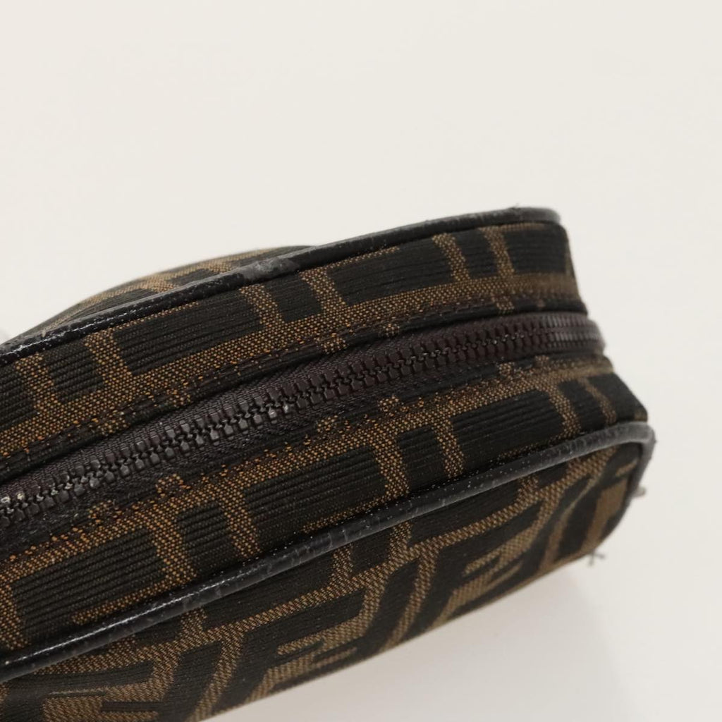 FENDI Zucca Canvas Pouch Brown Black Silver fm4030