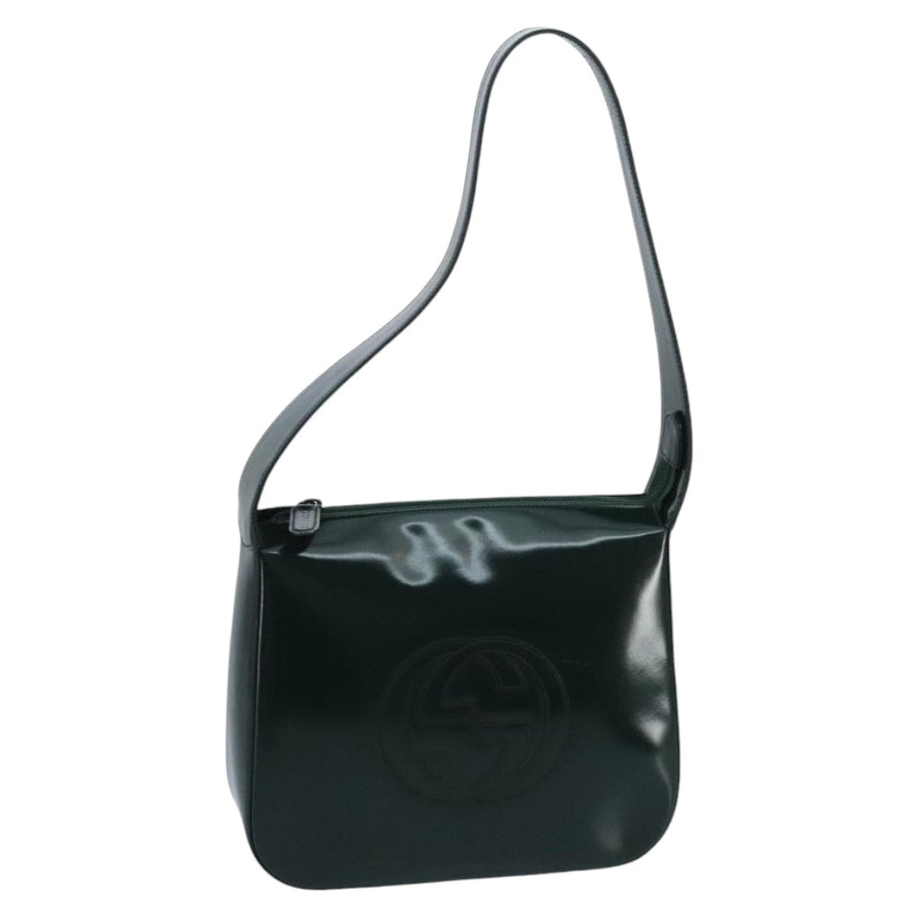 GUCCI Shoulder Bag Patent Leather Green Silver 001 2214 1703 fm4053