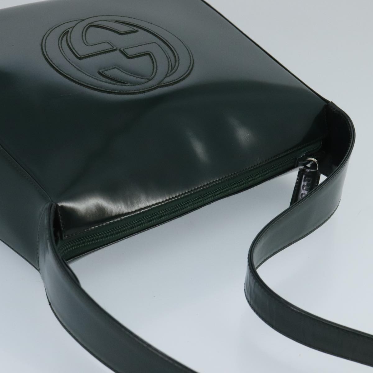 GUCCI Shoulder Bag Patent Leather Green Silver 001 2214 1703 fm4053