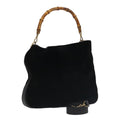 GUCCI Bamboo Hand Bag Suede 2way Black Gold 001 1014 1577 fm4060