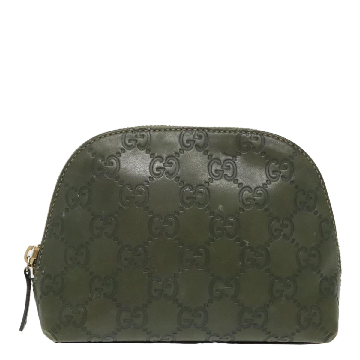 GUCCI Guccissima GG Canvas Pouch Leather Khaki Gold 141810 fm4061