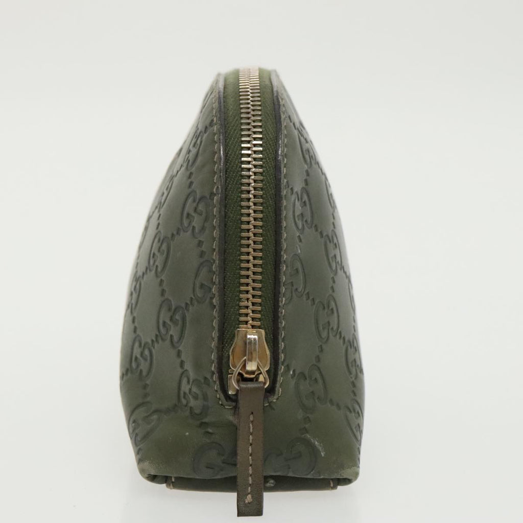 GUCCI Guccissima GG Canvas Pouch Leather Khaki Gold 141810 fm4061