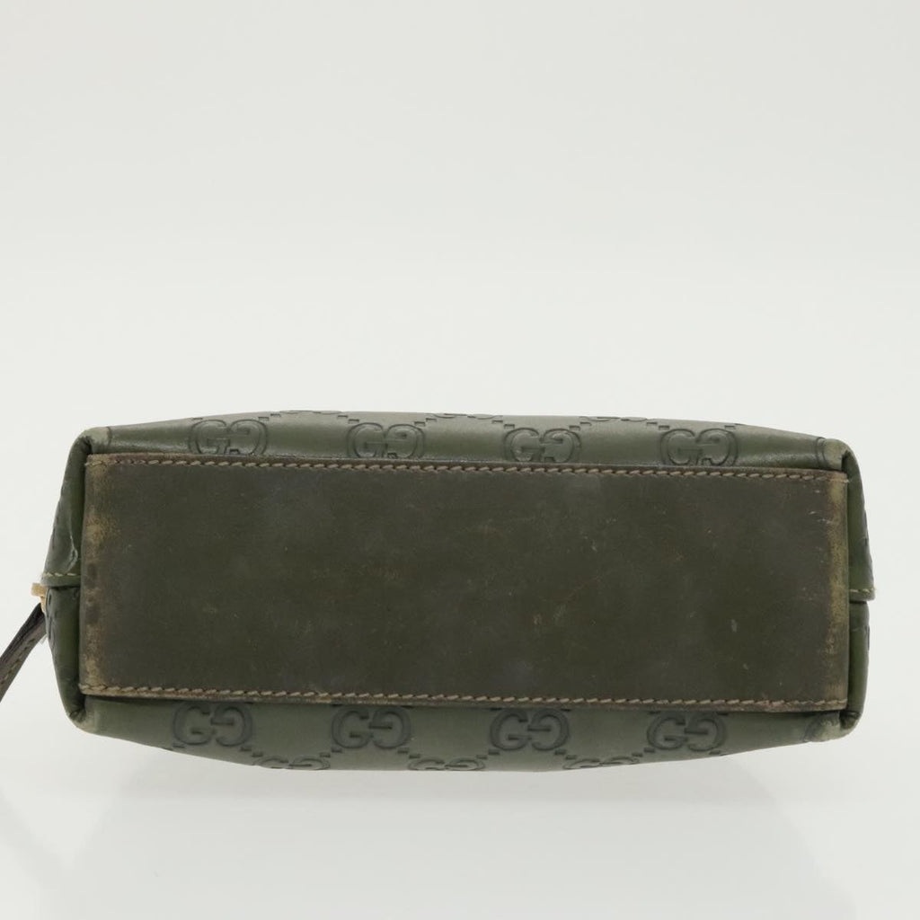 GUCCI Guccissima GG Canvas Pouch Leather Khaki Gold 141810 fm4061