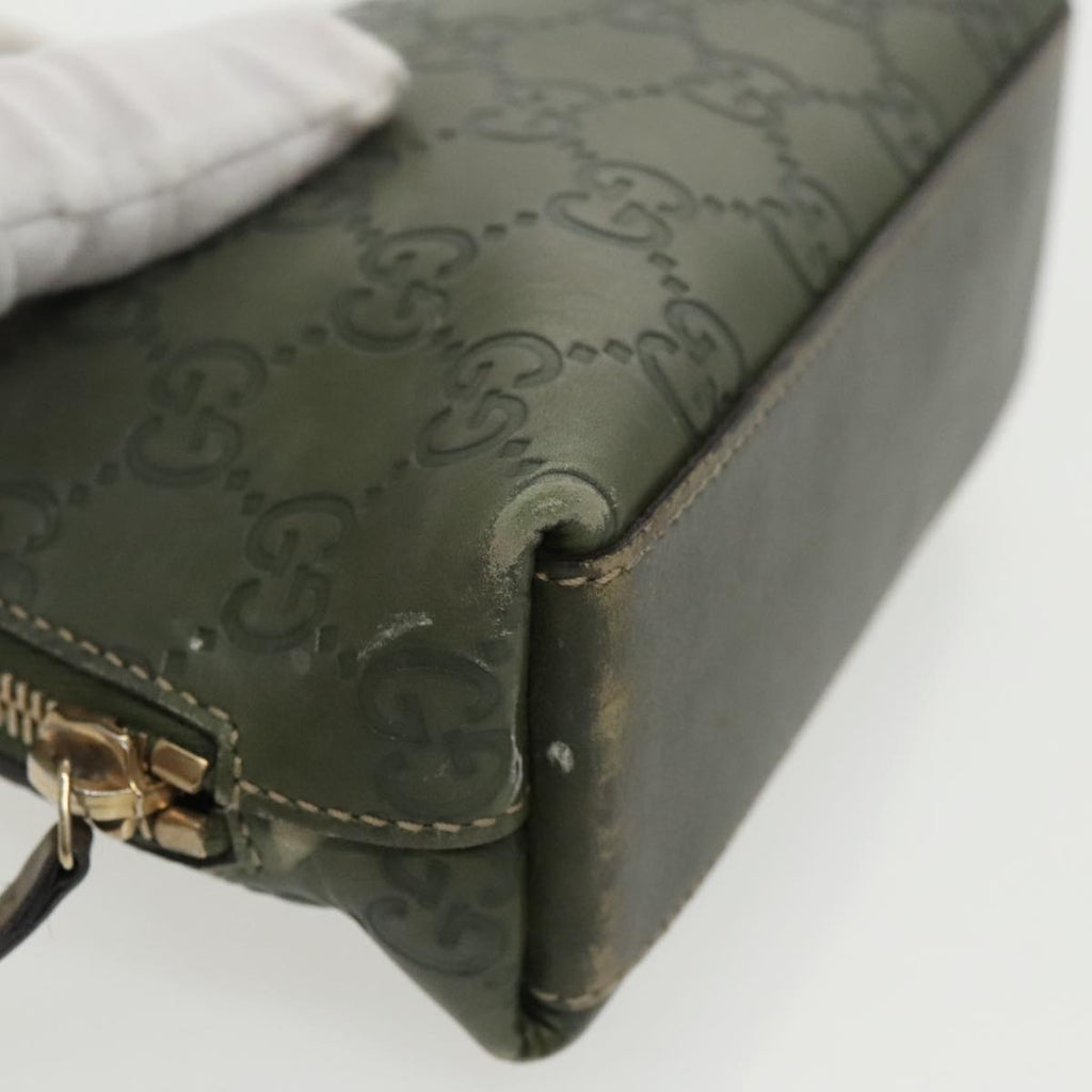 GUCCI Guccissima GG Canvas Pouch Leather Khaki Gold 141810 fm4061