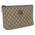GUCCI GG Plus Supreme Clutch Bag PVC Leather Beige fm4064