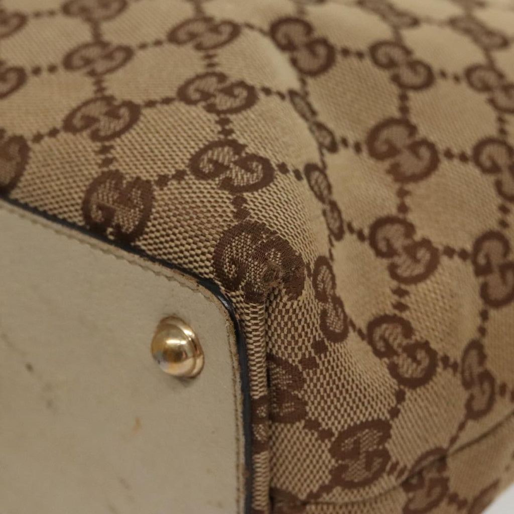 GUCCI GG Canvas Tote Bag Beige Gold 120840 fm4073