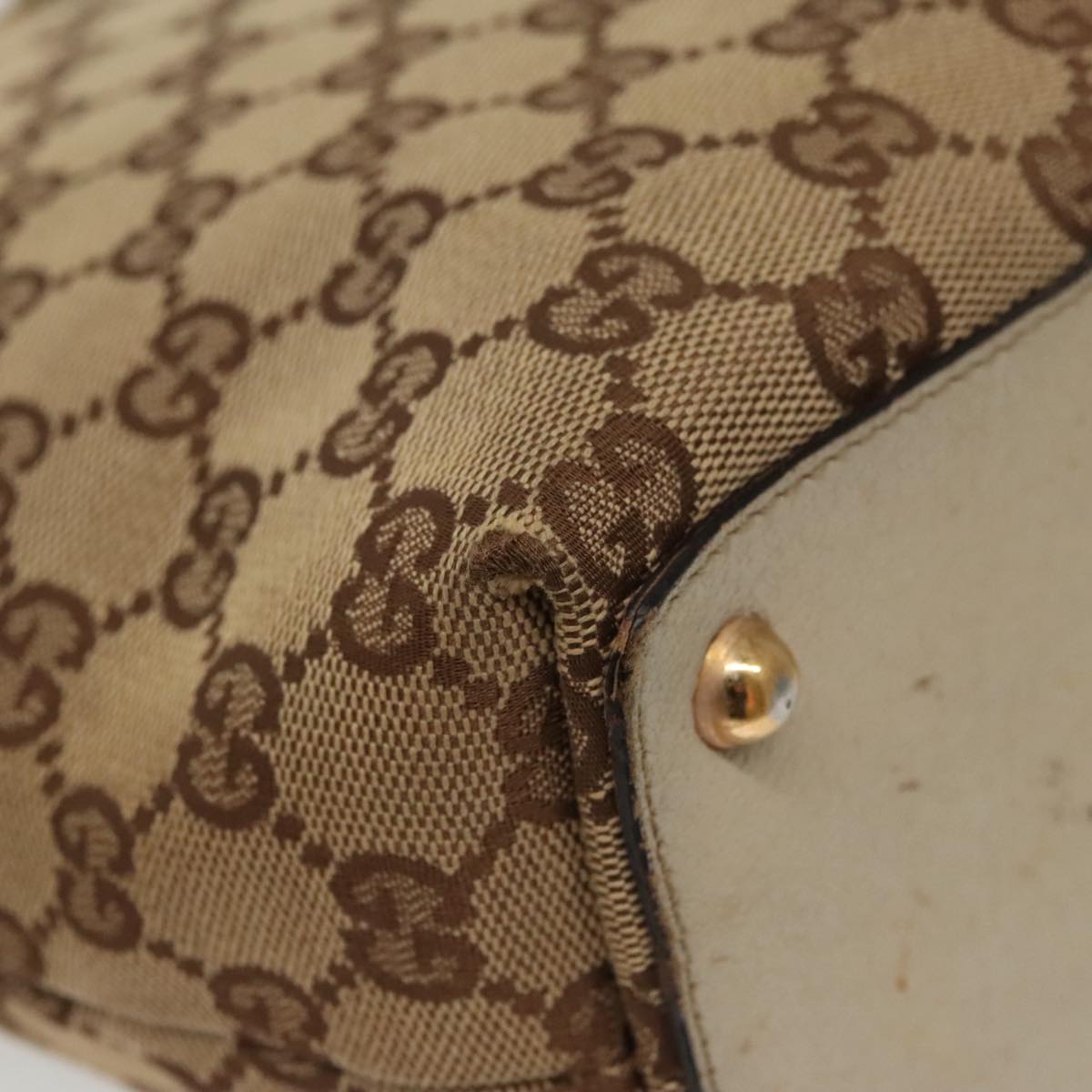 GUCCI GG Canvas Tote Bag Beige Gold 120840 fm4073