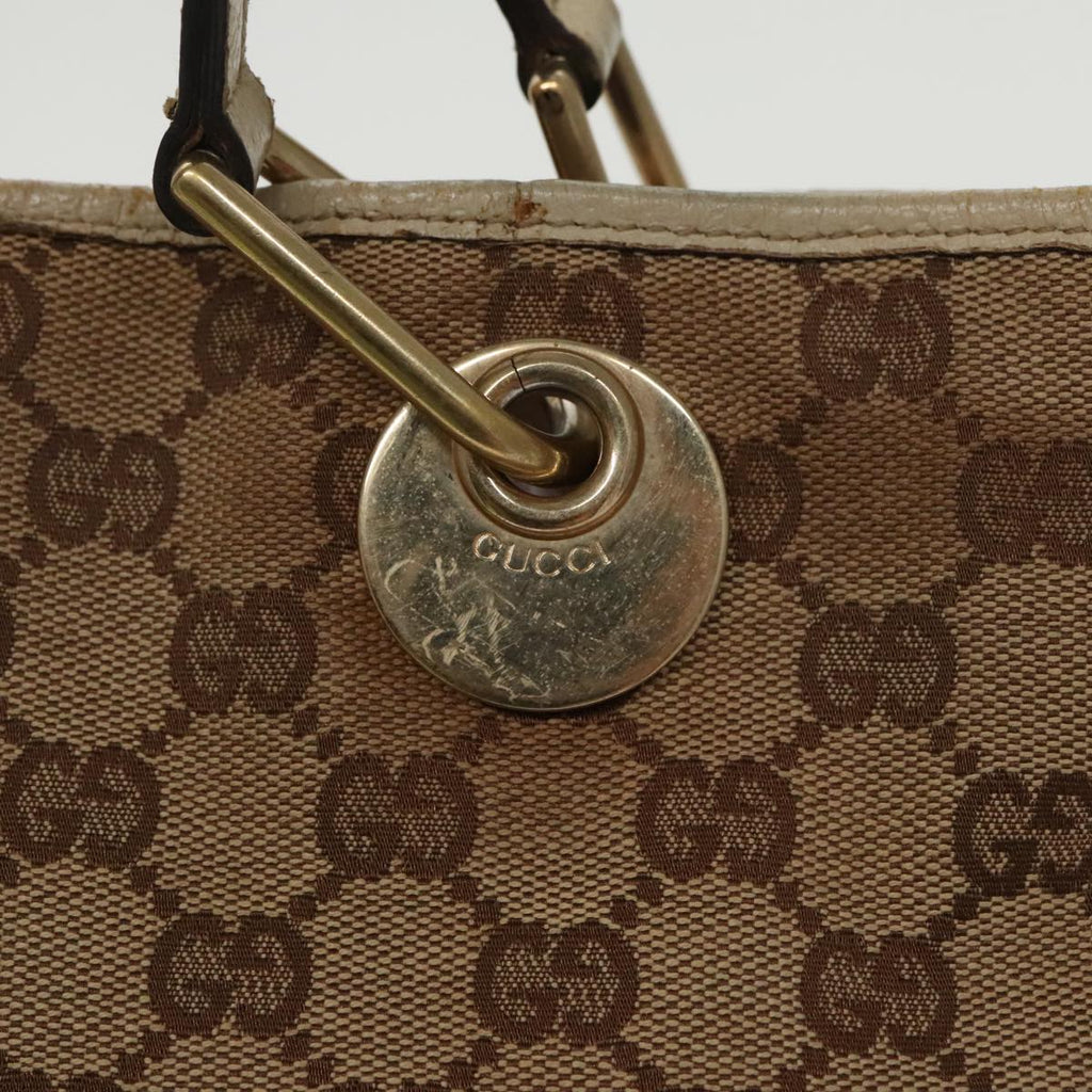 GUCCI GG Canvas Tote Bag Beige Gold 120840 fm4073