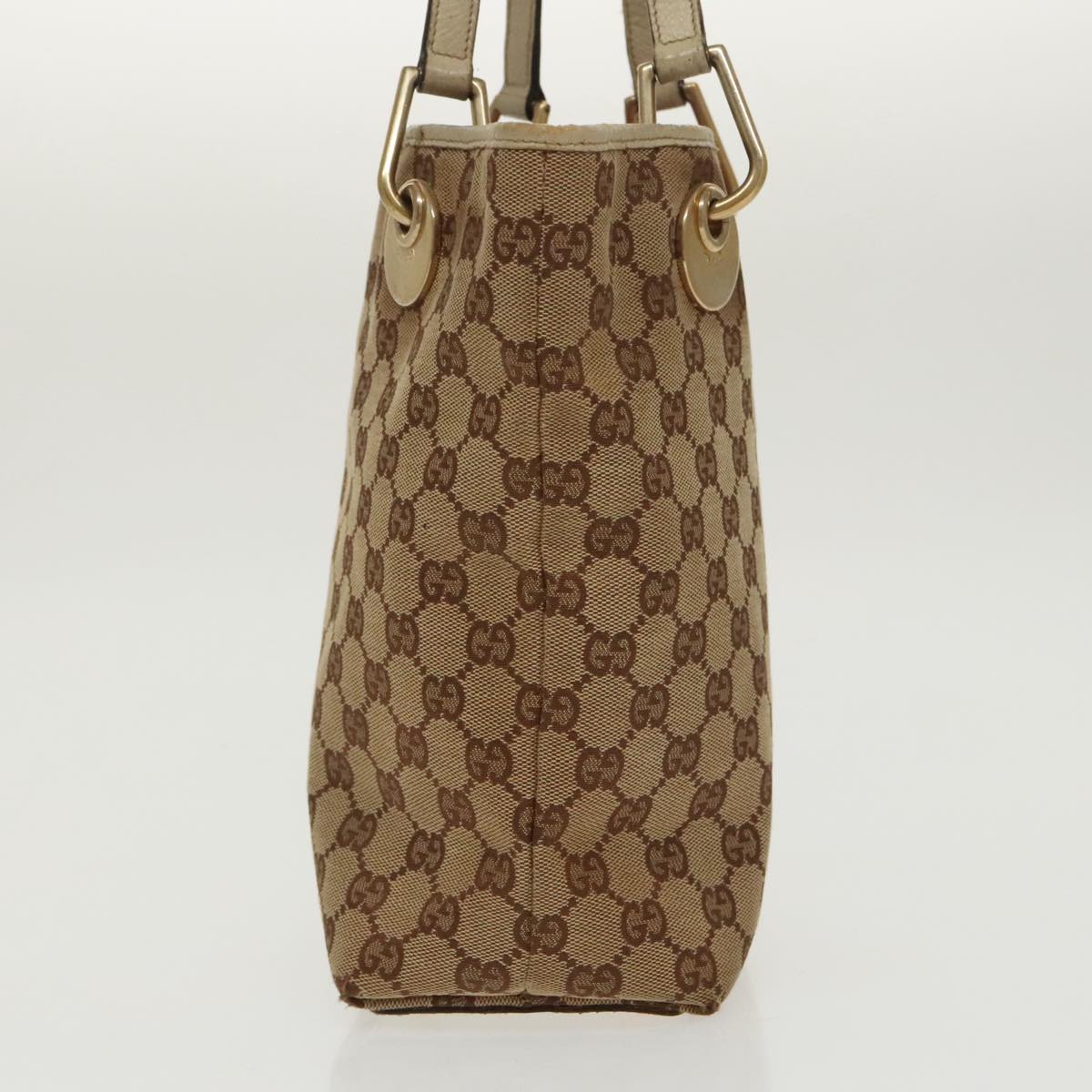 GUCCI GG Canvas Tote Bag Beige Gold 120840 fm4073