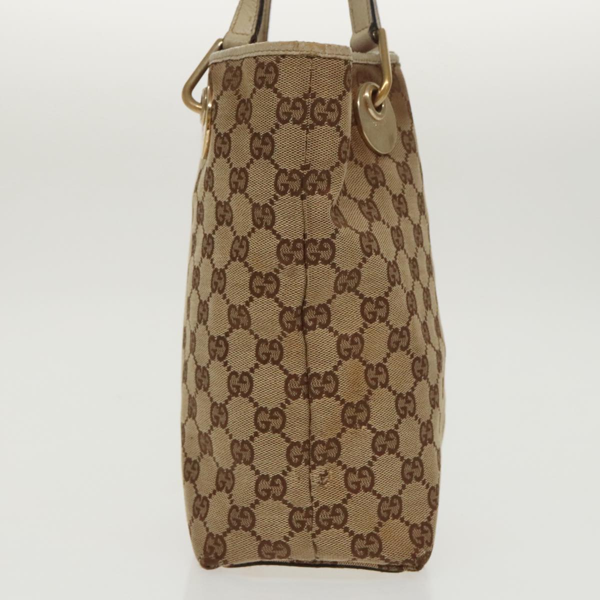 GUCCI GG Canvas Tote Bag Beige Gold 120840 fm4073