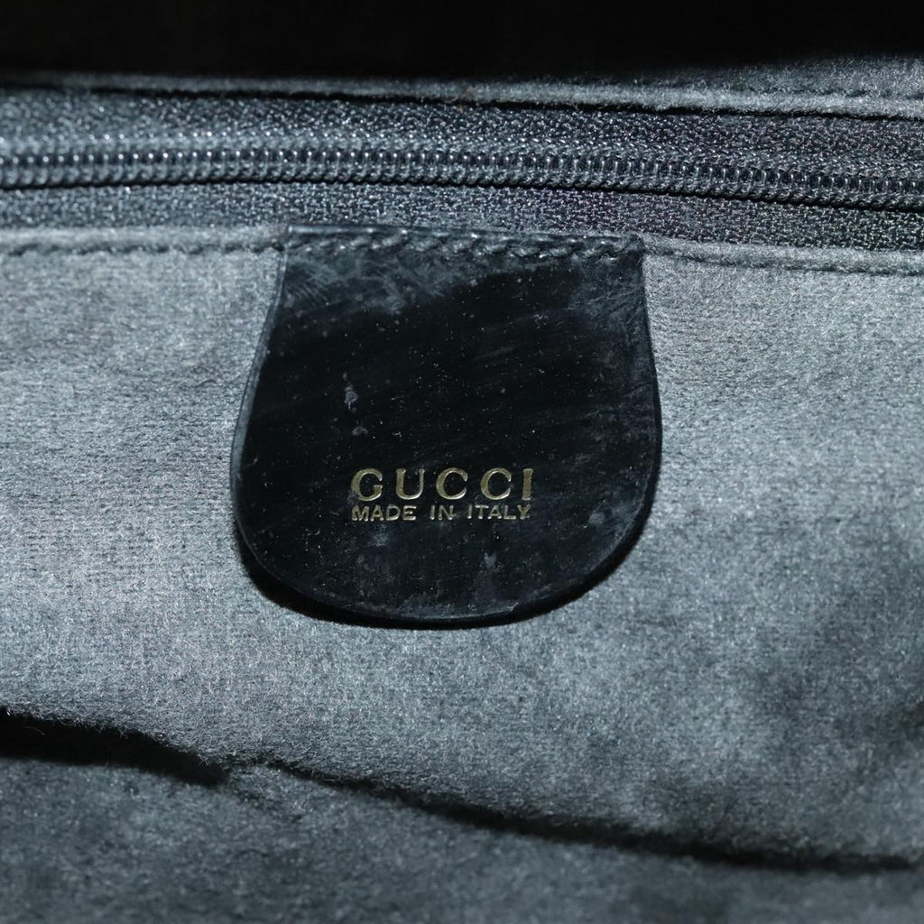 GUCCI Bamboo Hand Bag Patent leather 2way Black Gold 000 270 0323 fm4078