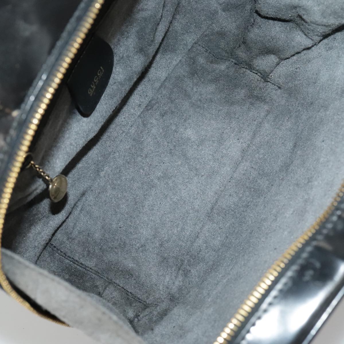 GUCCI Bamboo Hand Bag Patent leather 2way Black Gold 000 270 0323 fm4078