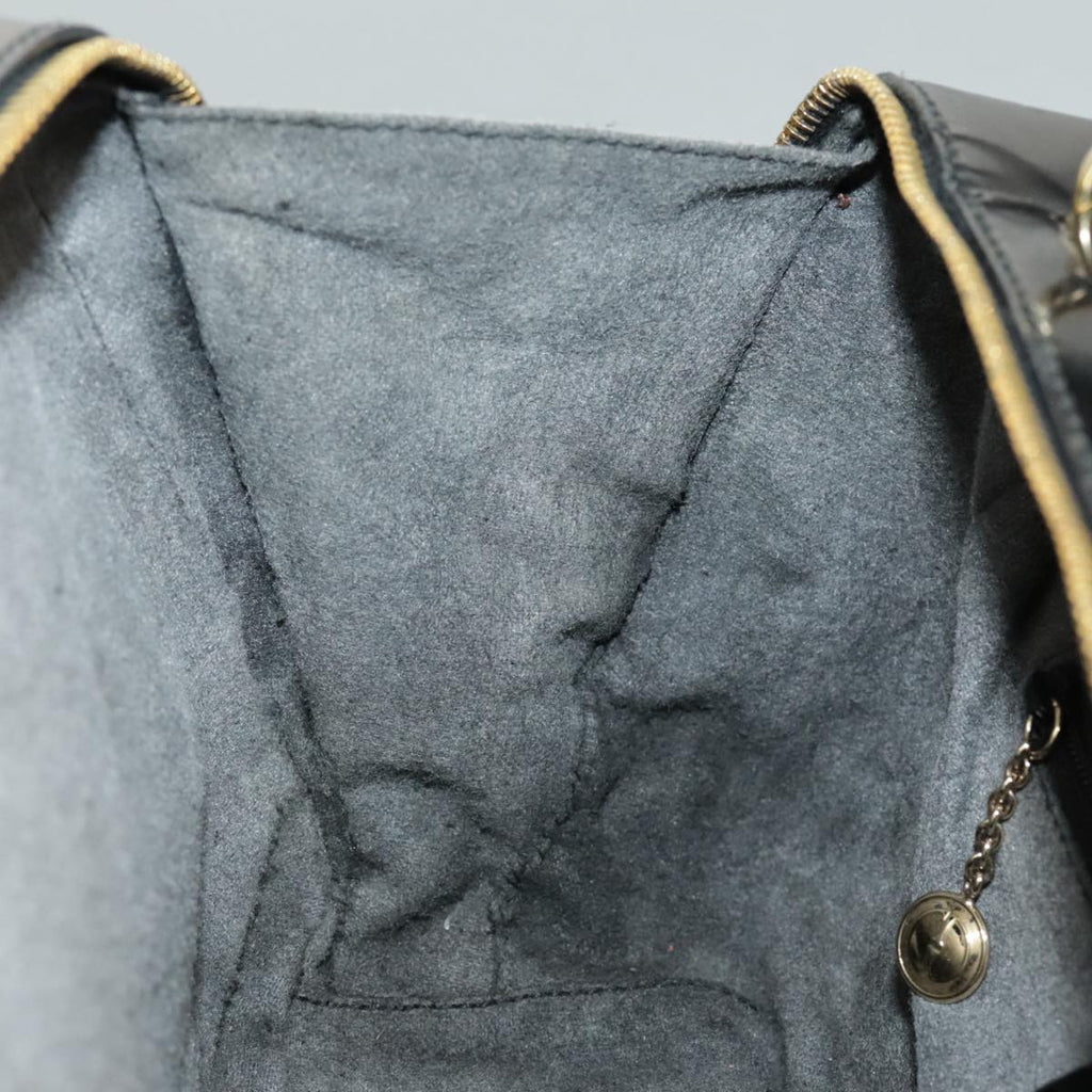GUCCI Bamboo Hand Bag Patent leather 2way Black Gold 000 270 0323 fm4078