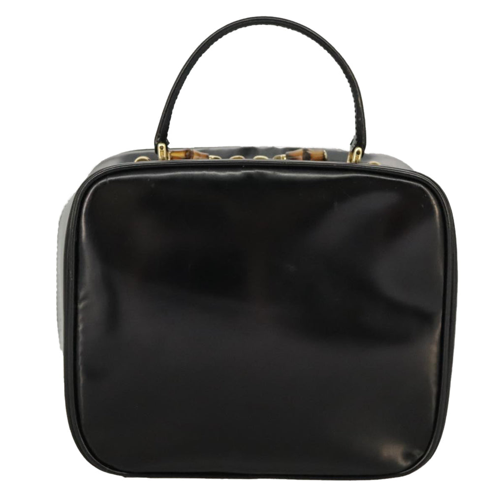 GUCCI Bamboo Hand Bag Patent leather 2way Black Gold 000 270 0323 fm4078