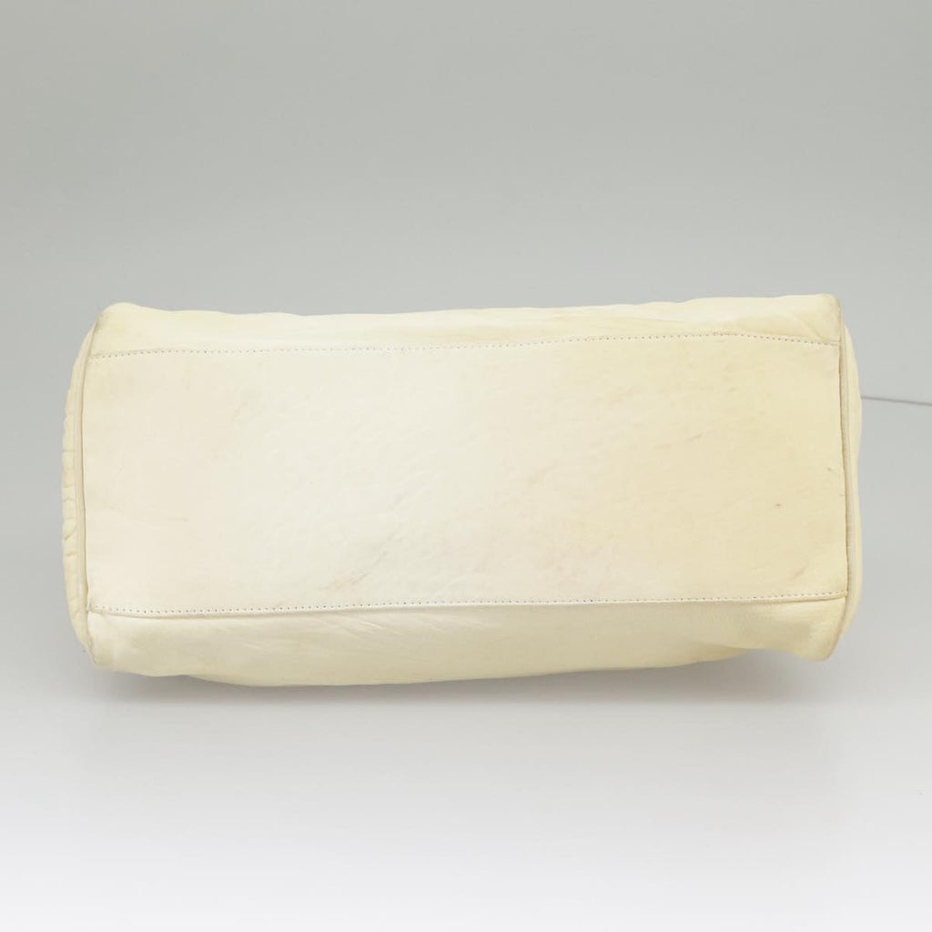 FENDI Hand Bag Leather Cream fm4097