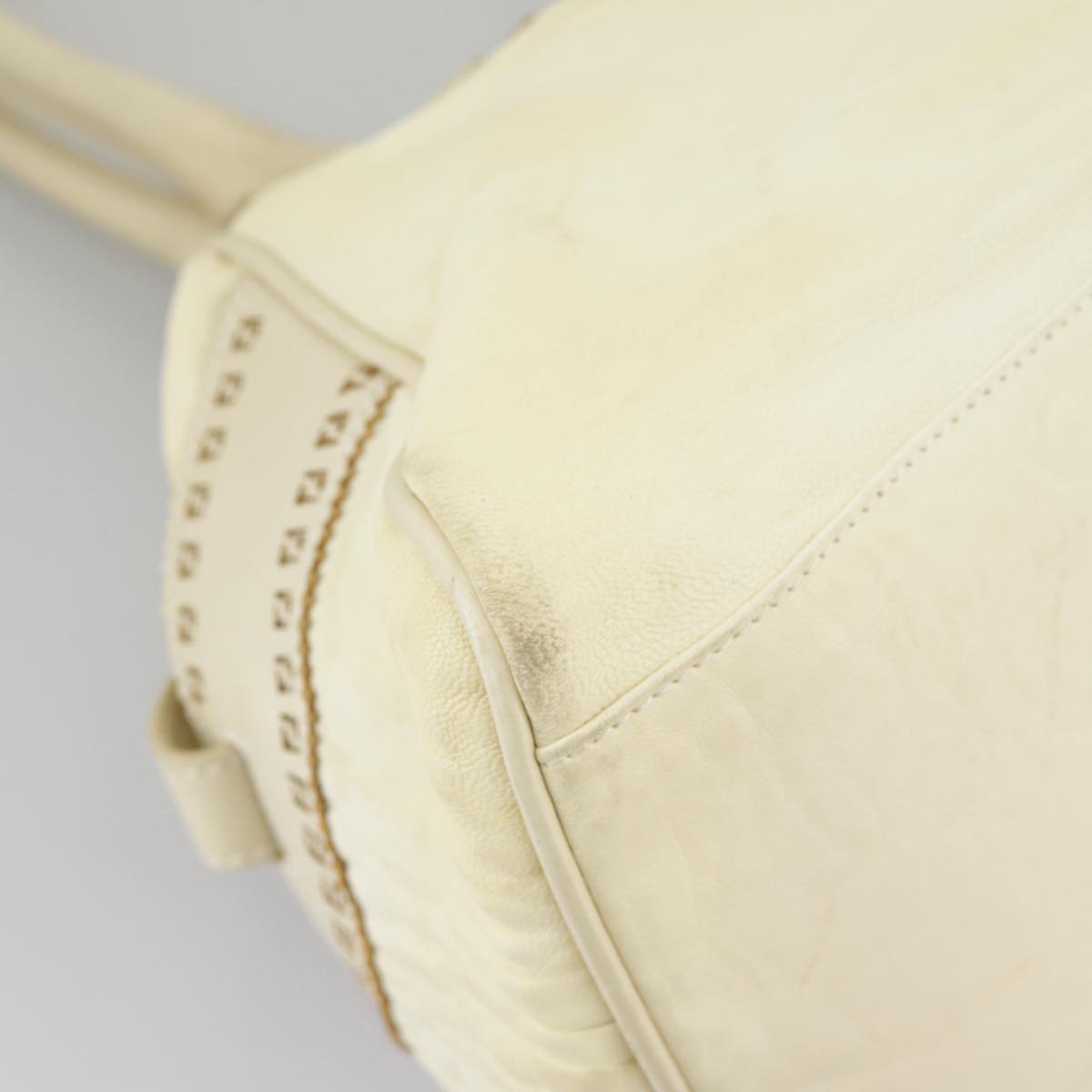 FENDI Hand Bag Leather Cream fm4097