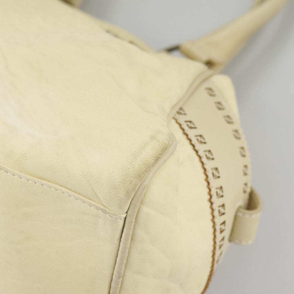FENDI Hand Bag Leather Cream fm4097
