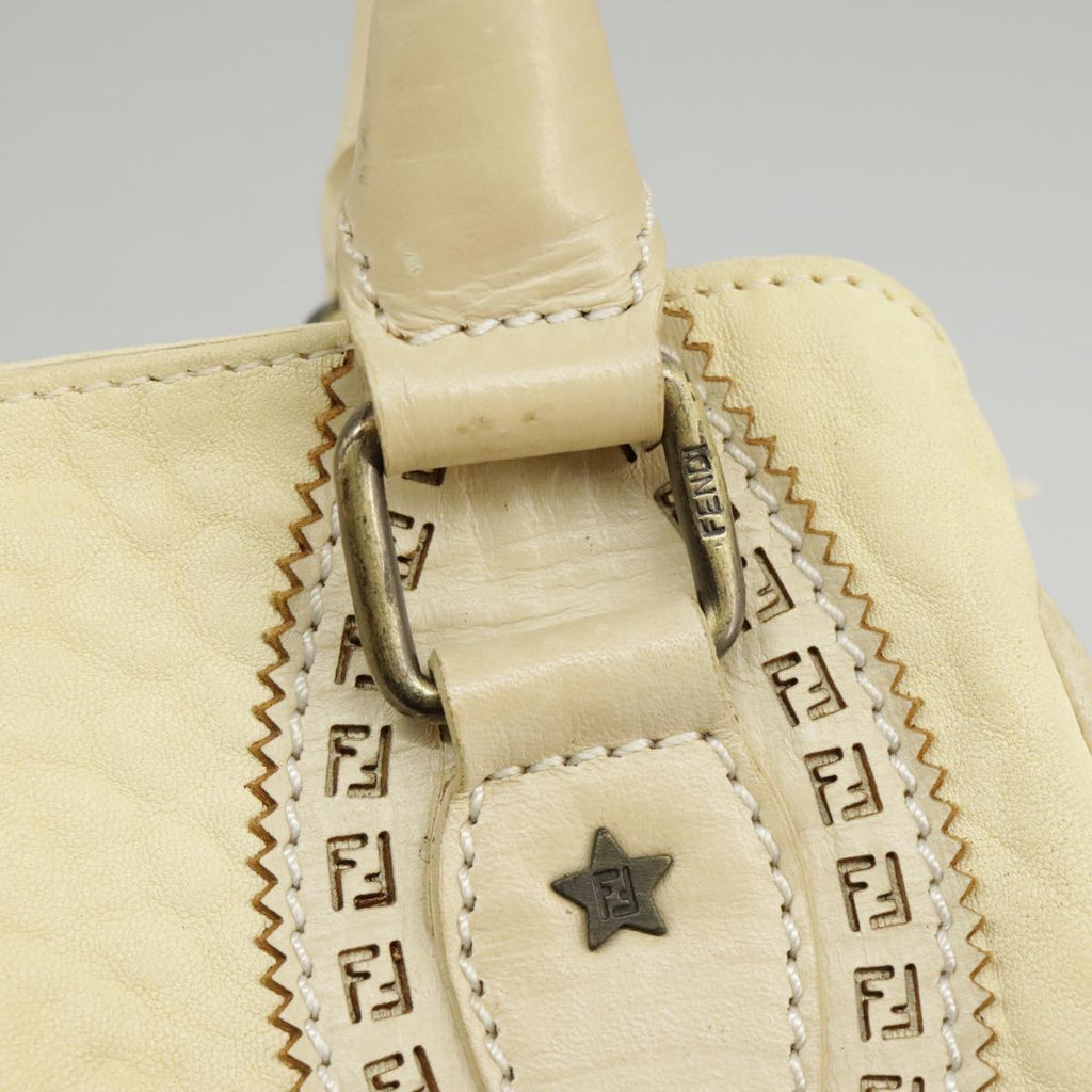 FENDI Hand Bag Leather Cream fm4097