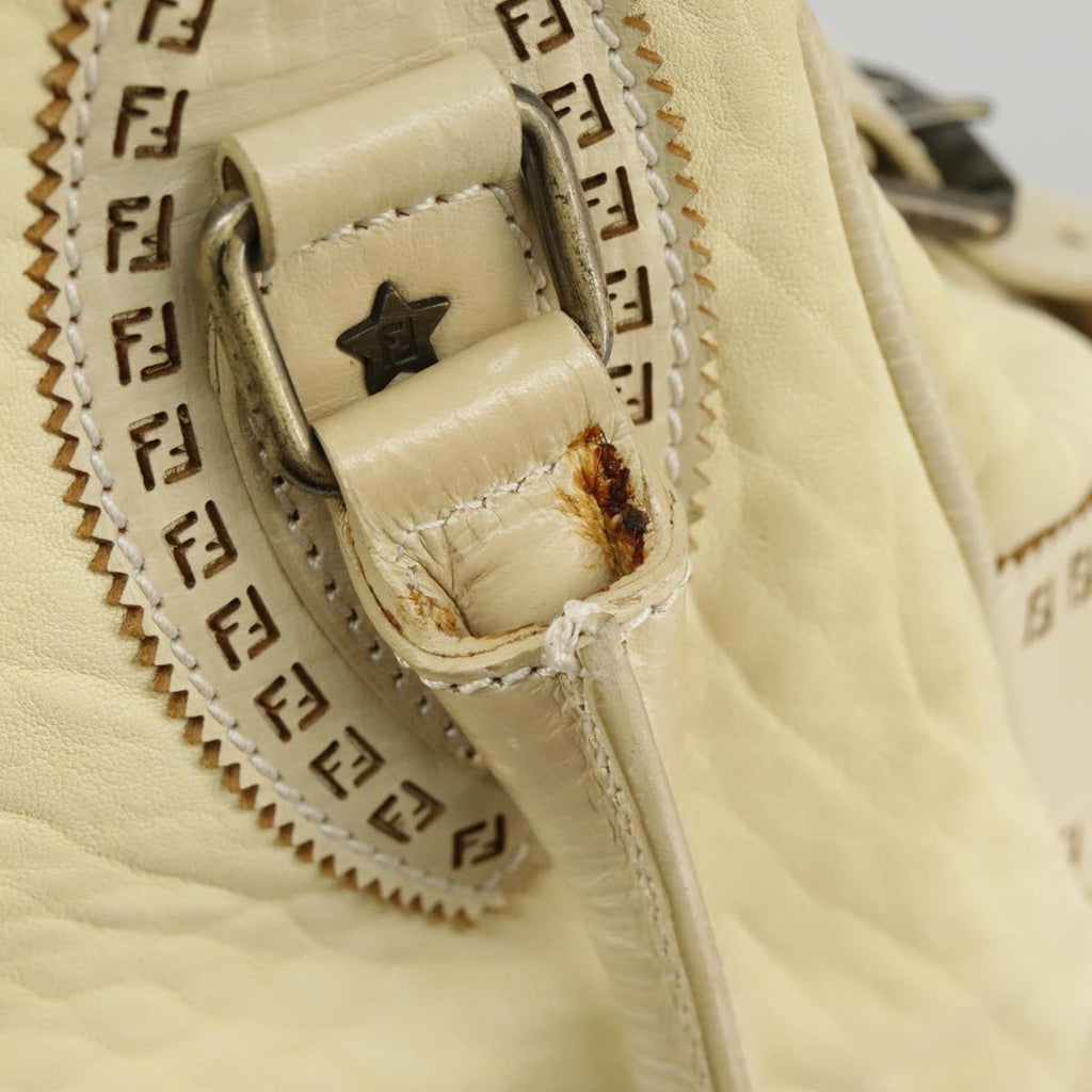 FENDI Hand Bag Leather Cream fm4097