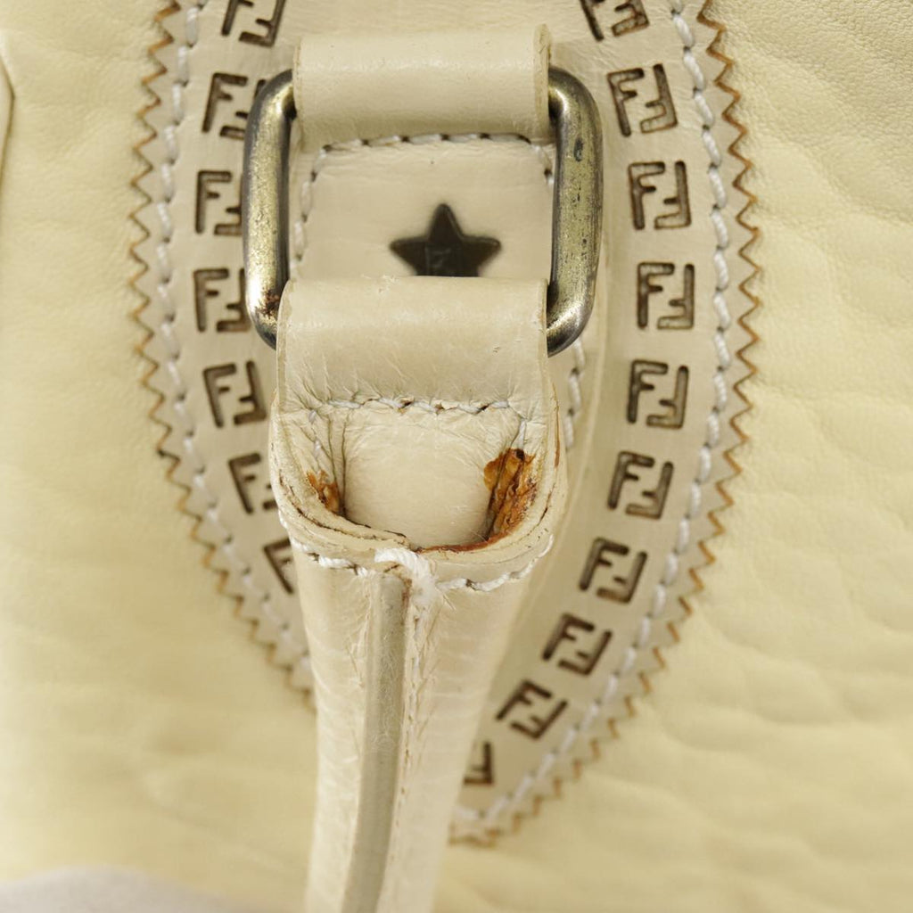FENDI Hand Bag Leather Cream fm4097