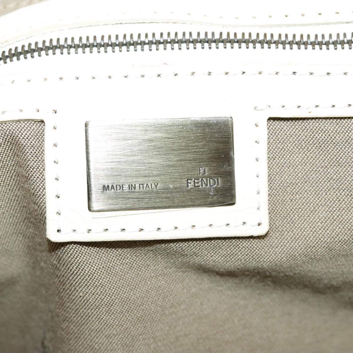 FENDI Hand Bag Leather Cream fm4097
