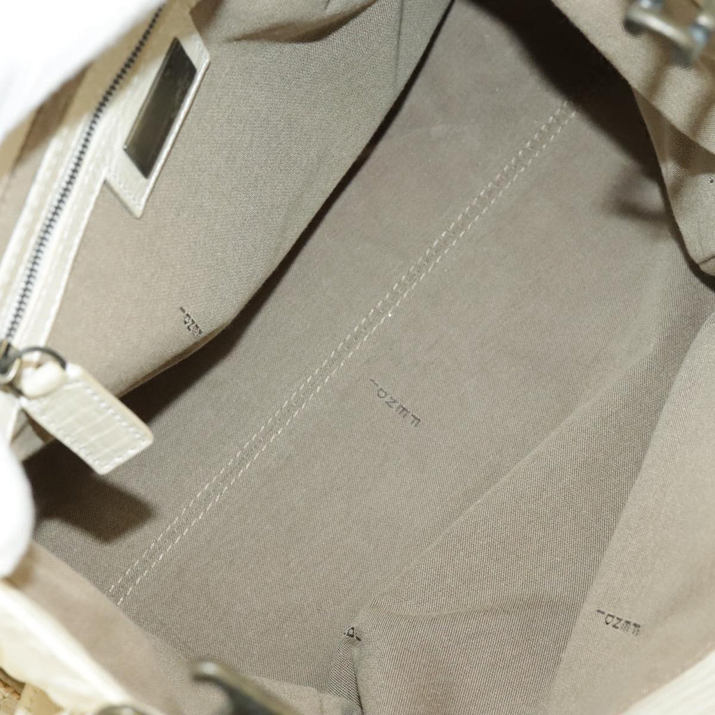 FENDI Hand Bag Leather Cream fm4097