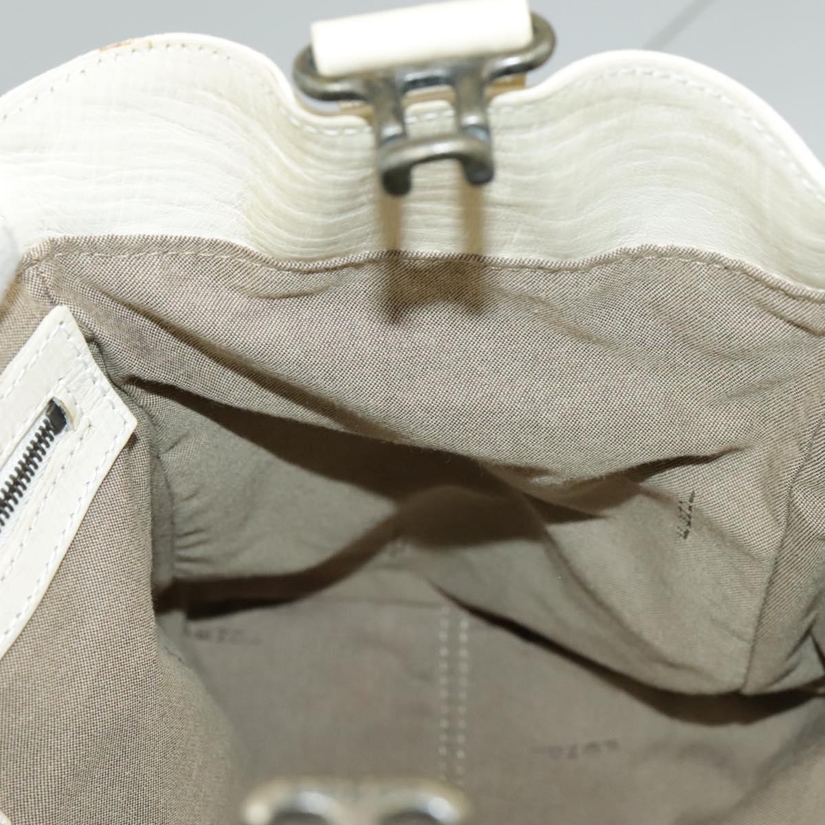 FENDI Hand Bag Leather Cream fm4097