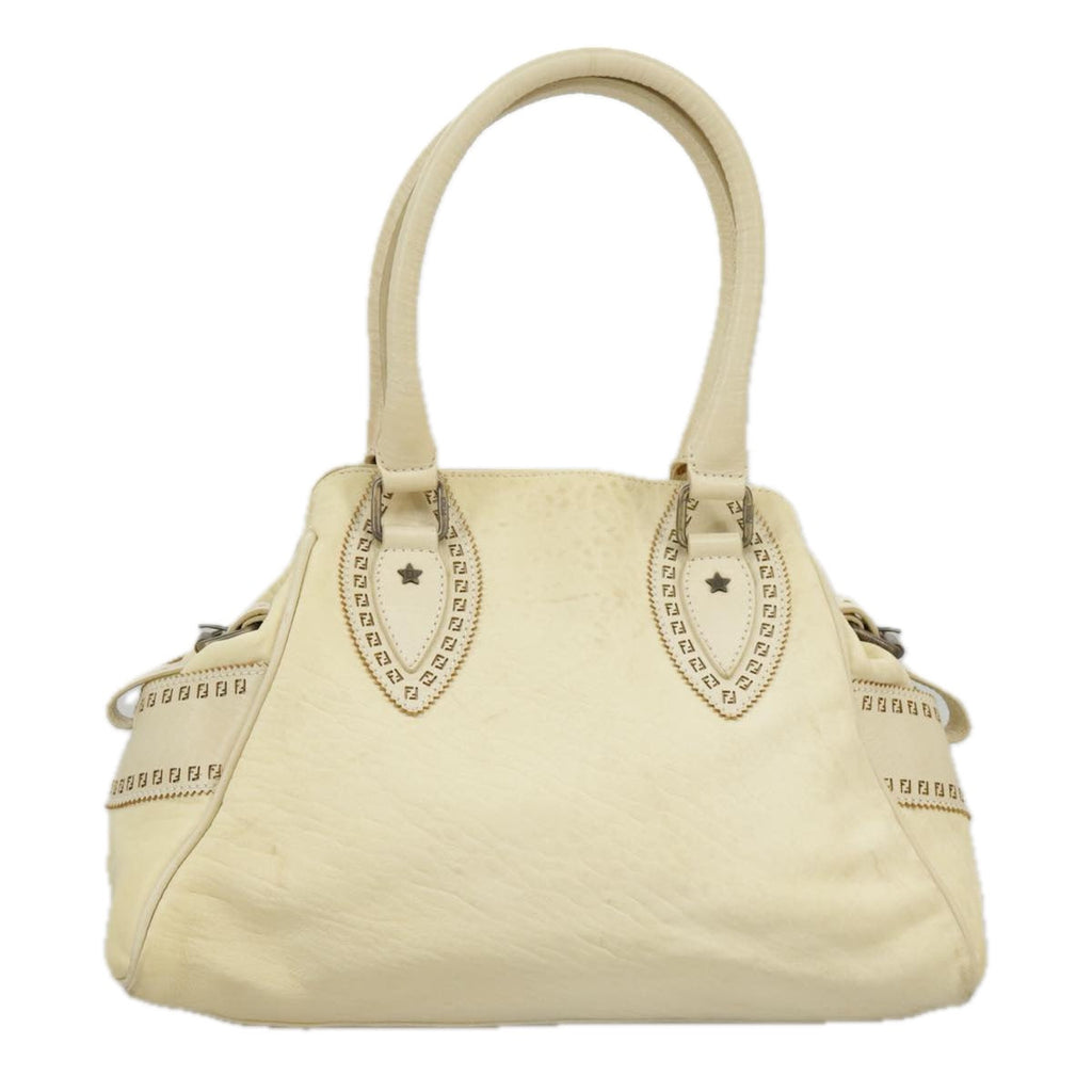 FENDI Hand Bag Leather Cream fm4097