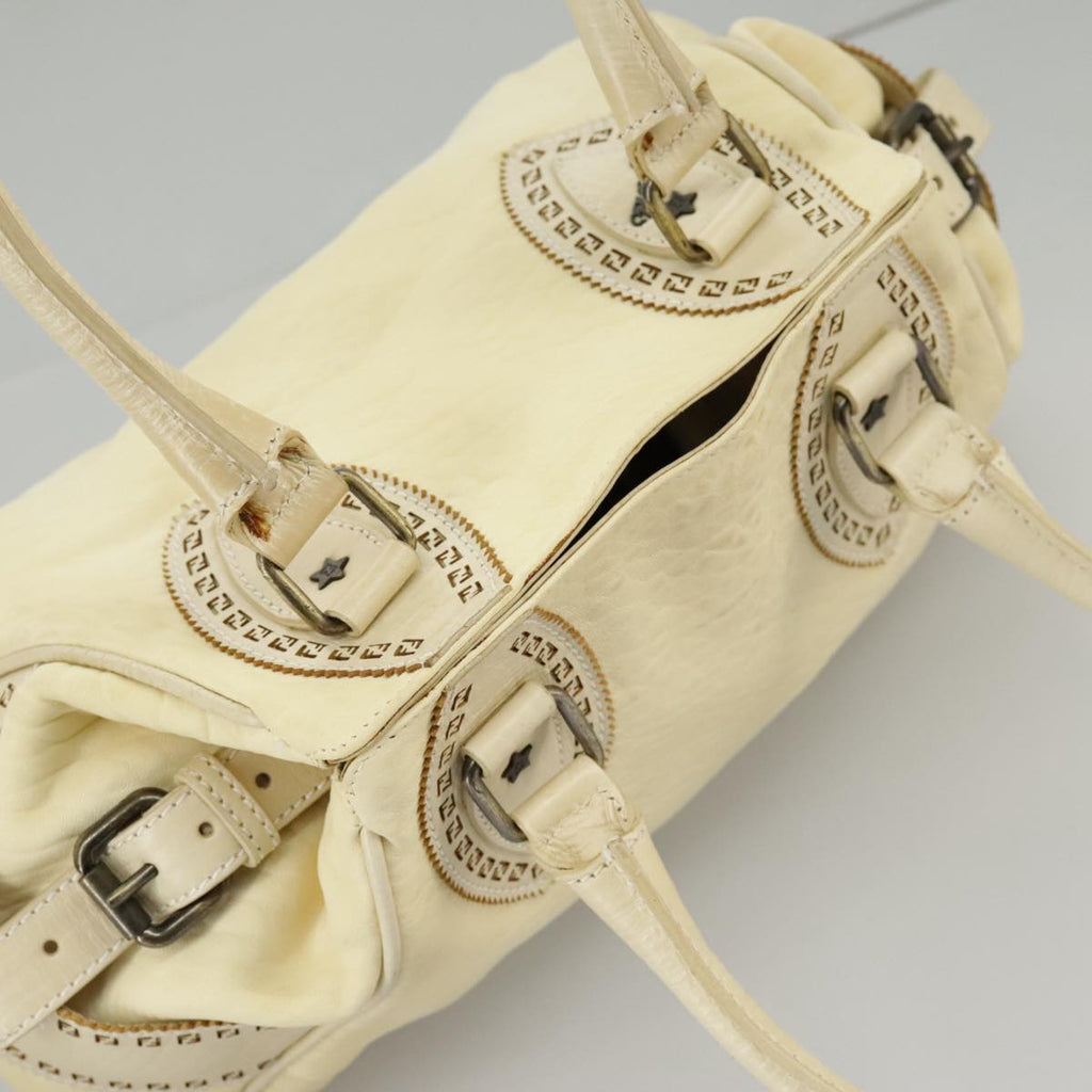 FENDI Hand Bag Leather Cream fm4097