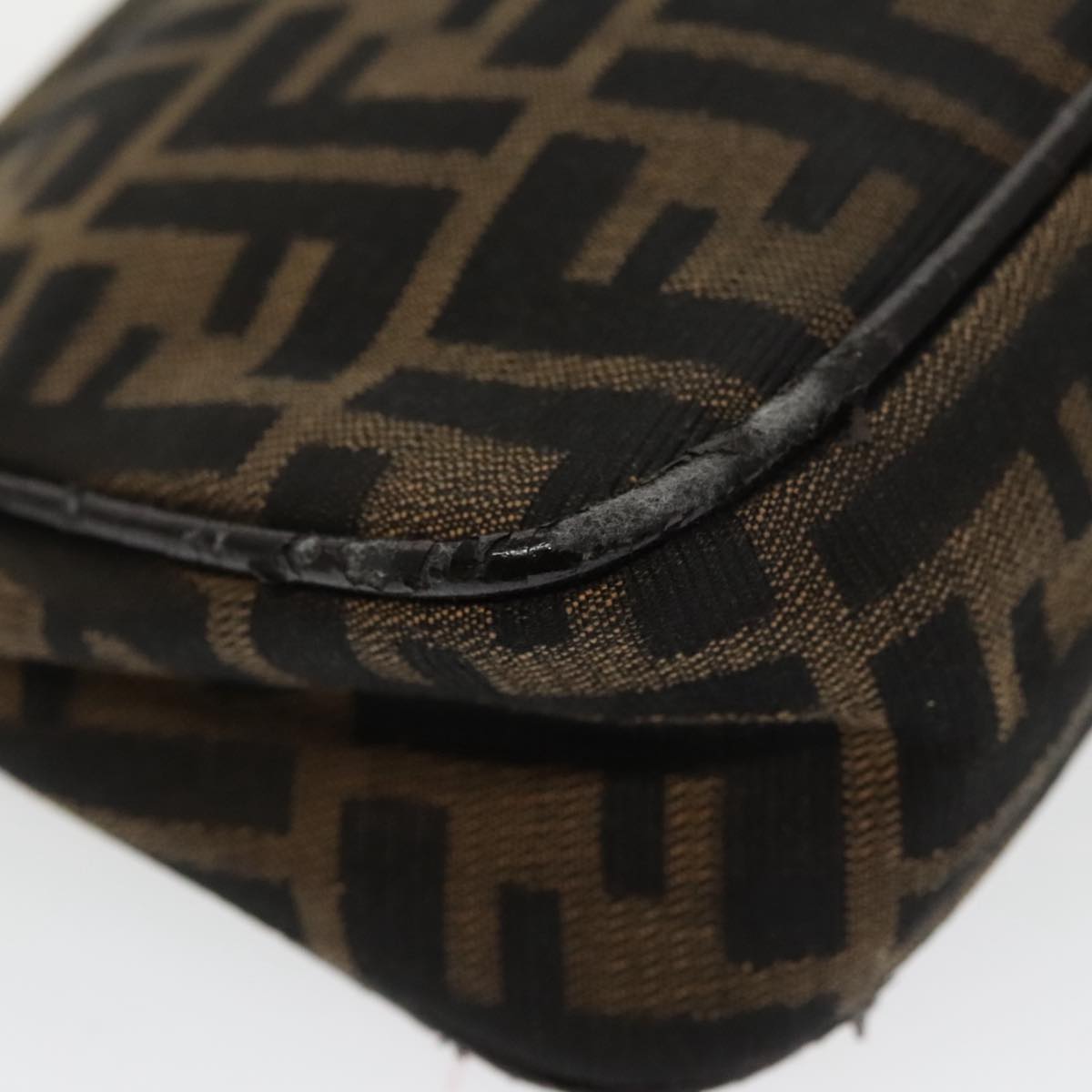 FENDI Zucca Canvas Pouch Brown Black fm4107
