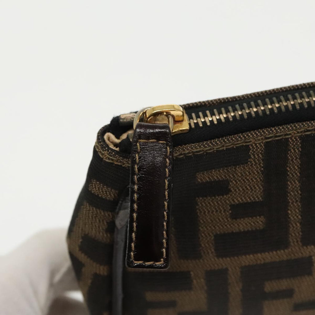 FENDI Zucca Canvas Pouch Brown Black fm4107