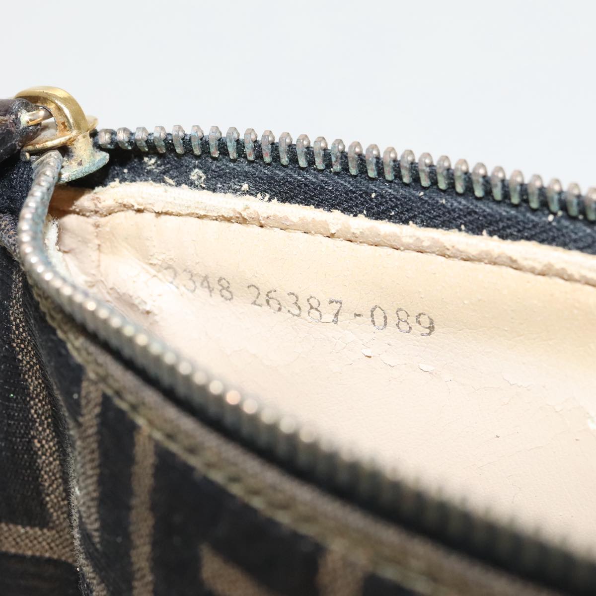 FENDI Zucca Canvas Pouch Brown Black fm4107