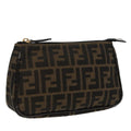 FENDI Zucca Canvas Pouch Brown Black fm4107