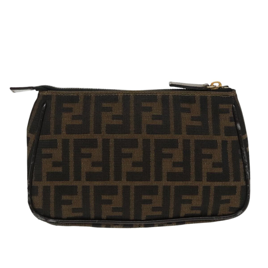 FENDI Zucca Canvas Pouch Brown Black fm4107