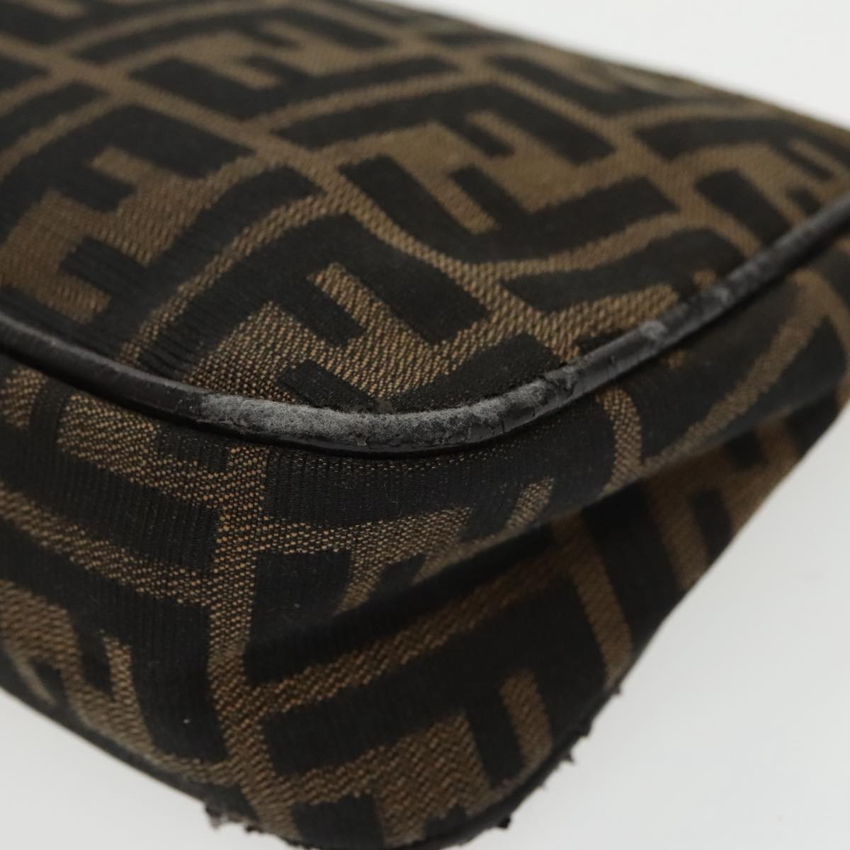 FENDI Zucca Canvas Pouch Brown Black fm4107