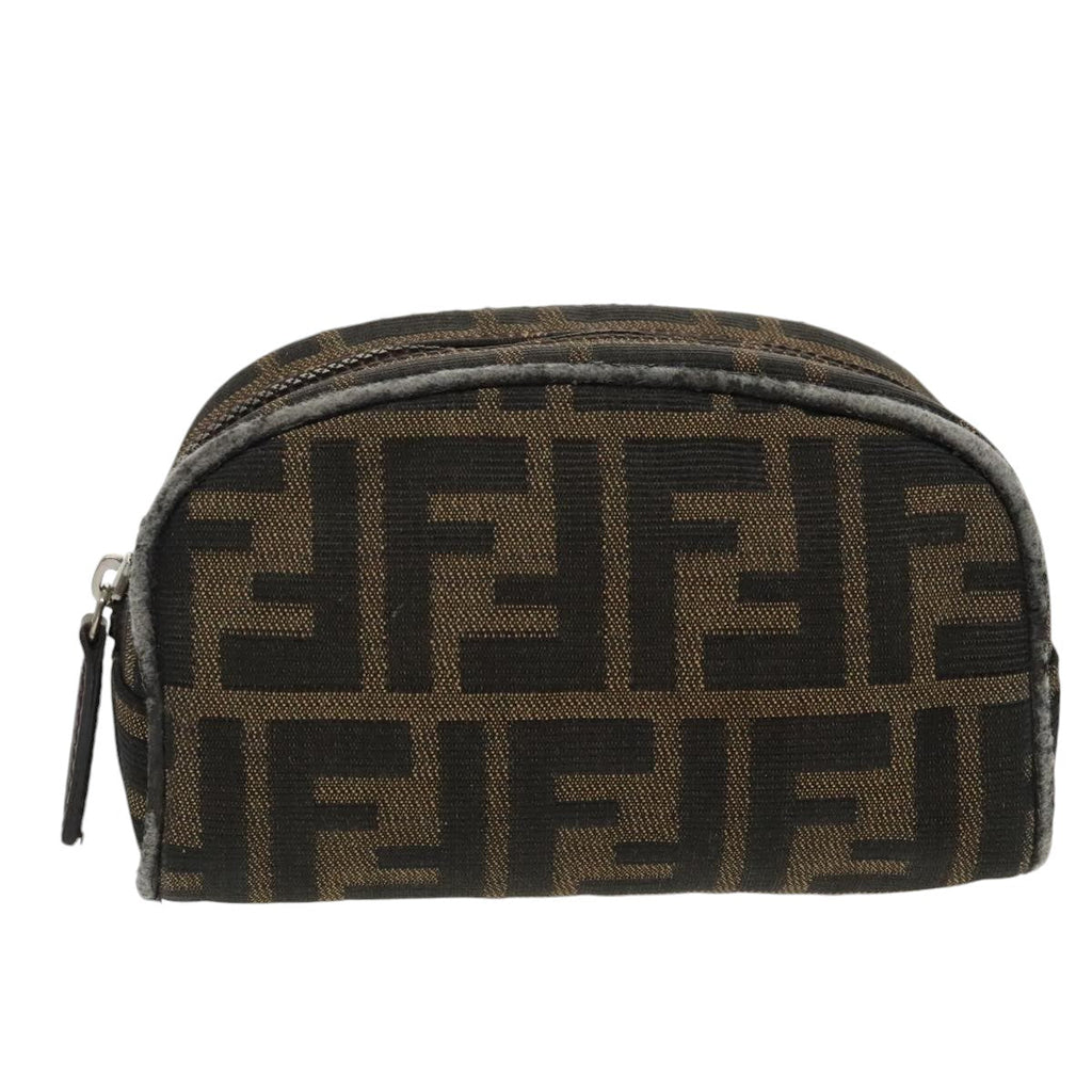 FENDI Zucca Canvas Pouch Brown Black fm4108
